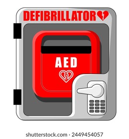 Medical defibrillator in a cartoon style isolated on white or transparent background, Heart attack assistance machine