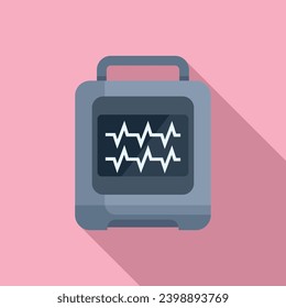 Medical defibrillator icon flat vector. Portable device. Aid heart help