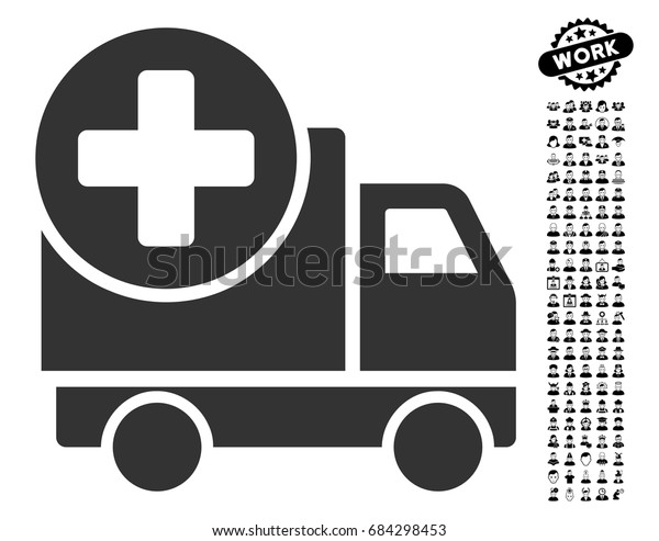 Medical Delivery icon\
with black bonus men pictograph collection. Medical Delivery vector\
illustration style is a flat gray iconic symbol for web design, app\
user interfaces.