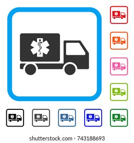 Medical Delivery icon. Flat grey pictogram symbol inside a light blue rounded rectangle. Black, gray, green, blue, red, orange color additional versions of Medical Delivery vector.