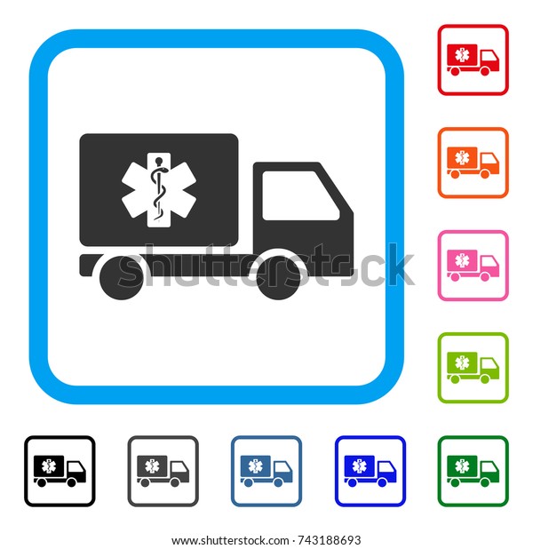 Medical\
Delivery icon. Flat grey pictogram symbol inside a light blue\
rounded rectangle. Black, gray, green, blue, red, orange color\
additional versions of Medical Delivery\
vector.
