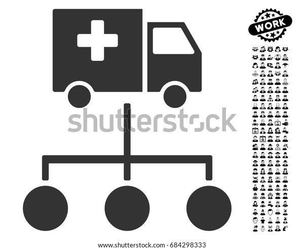 Medical Delivery Links\
icon with black bonus men icon set. Medical Delivery Links vector\
illustration style is a flat gray iconic element for web design,\
app user interfaces.