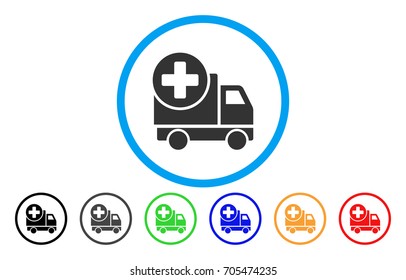 Medical Delivery rounded icon. Vector illustration style is a flat iconic symbol inside a circle, with black, grey, green, blue, orange, red color versions. Designed for web and software interfaces.