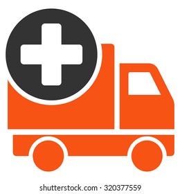 Medical Delivery vector icon. Style is bicolor flat symbol, orange and gray colors, rounded angles, white background.