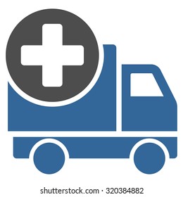 Medical Delivery vector icon. Style is bicolor flat symbol, cobalt and gray colors, rounded angles, white background.