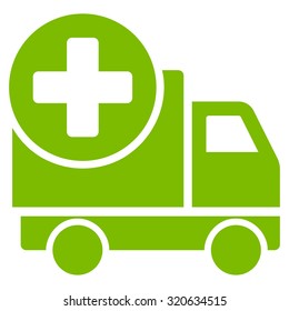 Medical Delivery vector icon. Style is flat symbol, eco green color, rounded angles, white background.