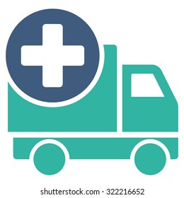 Medical Delivery vector icon. Style is bicolor flat symbol, cobalt and cyan colors, rounded angles, white background.