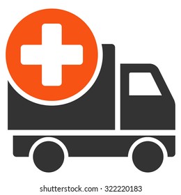 Medical Delivery vector icon. Style is bicolor flat symbol, orange and gray colors, rounded angles, white background.