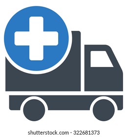 Medical Delivery vector icon. Style is bicolor flat symbol, smooth blue colors, rounded angles, white background.