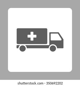 Medical Delivery vector icon. Style is flat rounded square button, dark gray and white colors, silver background.