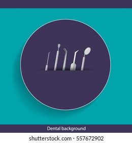 Medical dental background design with dentist tools and instruments. Vector illustration.