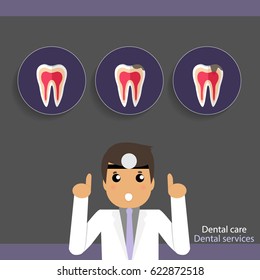 Medical dental background design. Dentist with teeth. Vector illustration.