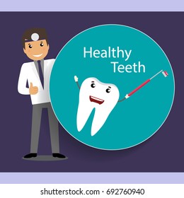 Medical dental background design. Dentist with teeth. Vector illustration