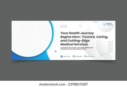 Medical and dental care timeline cover design template, hospital healthcare web social media post. medical banner cover social media and website design template