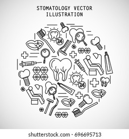 Medical dental vector icon set. Special medical objects and equipment related to tooth research and diagnostics.