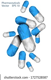 Medical design for the design of hospitals and sites. Medicine, pills, pills on a white background. Stock vector.