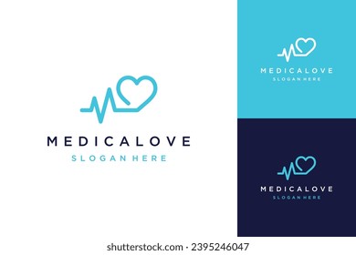 medical design logo or heart rate with heart