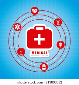 Medical design over blue  background, vector illustration