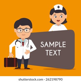 Medical design over orange background, vector illustration.