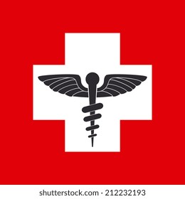 Medical design over red background, vector illustration