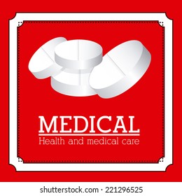 Medical design over red background, vector illustration