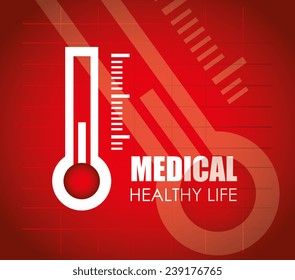 Medical design over red background, vector illustration.