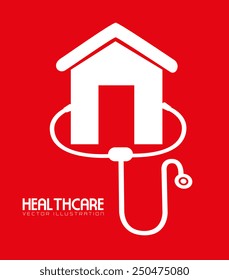Medical design over red background, vector illustration.