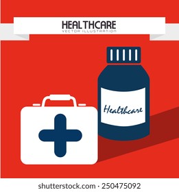 Medical design over red background, vector illustration.