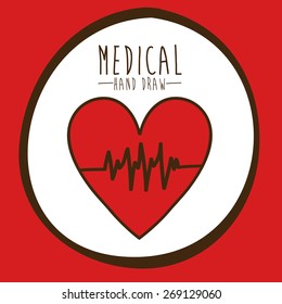 Medical design over red background, vector illustration