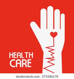 Medical design over red background, vector illustration.
