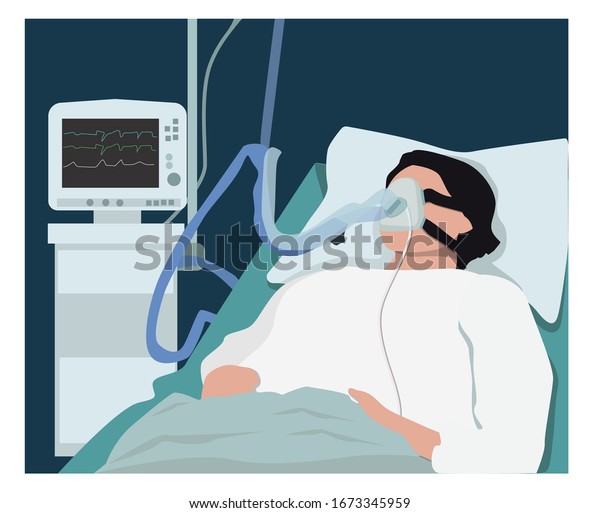 Medical Device For Artificial Lung Ventilation.\
Help the patient with artificial respiration equipment.  The\
concept of health care. Vector illustration for medical banners and\
posters.