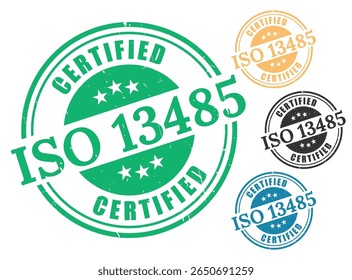 Emblemas de certificação de dispositivos médicos, ISO 13485 Stamp Vetor Pack
