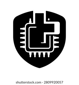 Medical Device Chip Silhouette Vector Icon