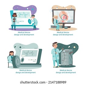 El diseño de dispositivos médicos y la metáfora de desarrollo con científicos desarrollan electrodomésticos, equipos y experimentos de investigación. Servicios de diagnóstico de laboratorio laboratorios de química, investigación farmacéutica