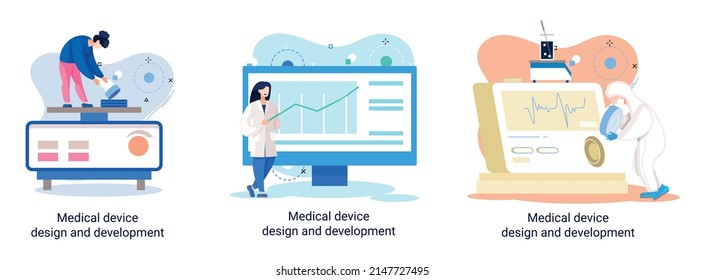 El diseño de dispositivos médicos y la metáfora de desarrollo con científicos desarrollan electrodomésticos, equipos y experimentos de investigación. Servicios de diagnóstico de laboratorio laboratorios de química, investigación farmacéutica