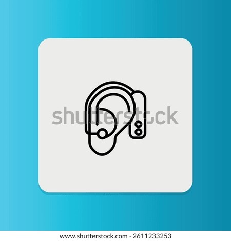 A medical device icon representing a hearing aid, used for hearing assistance, especially in older adults.	
