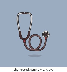 Symbol für medizinische Geräte. Stethoskop Design mit flachem Cartoon Stil. Es eignet sich für Ihre Designbedürfnisse, Aufkleber, Banner, Plakate, Karten, etc.