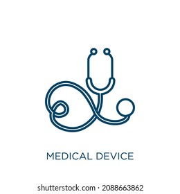 Symbol für medizinische Geräte. Dünne Umrisse eines linearen medizinischen Geräts Symbol einzeln auf weißem Hintergrund. Line Vektor Medical Device Symbol, Symbol für Web und Mobile