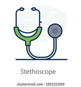 A medical device for patient checking, stethoscope flat vector 