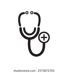 Medical device statoscope on a white background. Statoscope logo icon vector design. Medical instrument for listening heart or breathing, typically having disk-shaped.