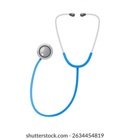 Medical device stethoscope for human body isolated on white background.