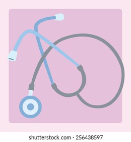 Medical device stethoscope on a neutral background icon symbol