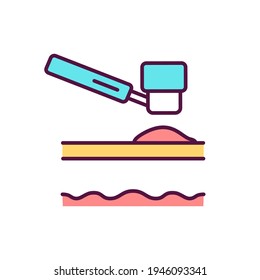 Medical Diagnosis For Skin Conditions RGB Color Icon. Skin Rashes. Biopsy. Suspicious-looking Areas On Body Identifying. Scalp, Mucous Membranes Examination. Isolated Vector Illustration