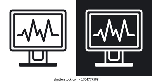 Medical diagnostic or monitoring equipment icon. Simple two-tone vector illustration on black and white background