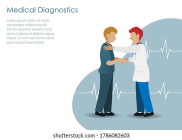 Medical diagnostics, doctor consultation concept. Doctor take care and encourage patient after medical examination. Idea for hospital,healthcare and medical service.