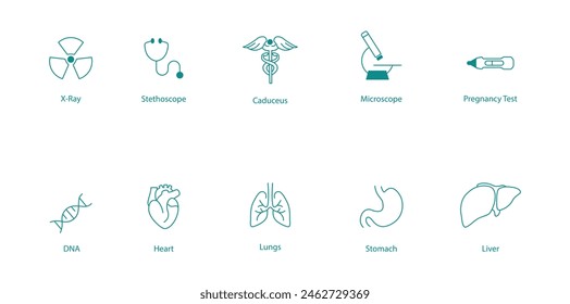 Medical Diagnostics and Organ Health Vector Icon Set