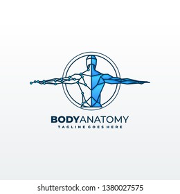 Medical Diagnostics Symbol Or Logo. Medicine And Anatomy, Backbone And Scoliosis, Analysis And Research, Vector Illustration