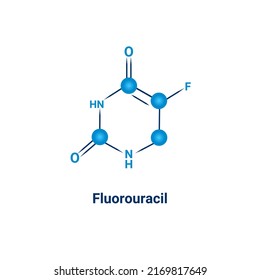 medical diagram Fluorouracil, a drug used to treat cancers of the colon, esophagus, stomach, pancreas, breast, cervix. Also used for actinic keratosis and basal cell carcinoma.