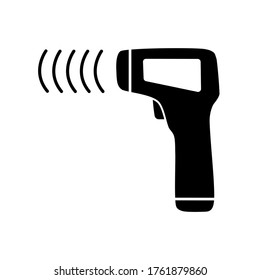 Medical Digital Infrared Thermometer Detector Device Icon. Forehead Fever Scan. Covid-19 Thermo Scan Concept Design.