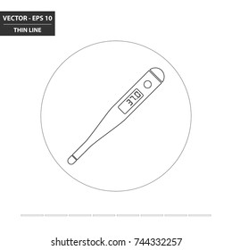 Medical digital thermometer flat thin line icon. Vector illustration.